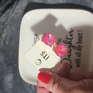 3 items, Pink crystal earrings, rainbow hair clip, Taylor Swift bracelets